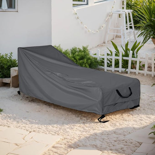 Christopher Knight Home Rowly Patio Chaise Lounge Chair Cover, Water-Resistant Outdoor Chaise Lounge Cover, Fabric Patio Furniture Cover, UV-Resistant Outdoor Lounger Cover, Dark Gray