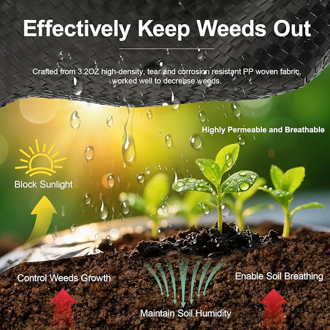 Weed Barrier Landscape Fabric 4FT x 100FT Bundle with 50 Pack Landscape Staples Galvanized