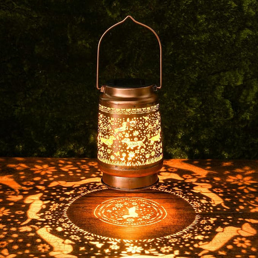Solar Lanterns Outdoor Waterproof, Dachshund Wiener Dog Floral Butterfly Design Hanging Solar Lights Garden Decor for Patio Porch Yard Lawn, Dachshund Gifts for Women Men