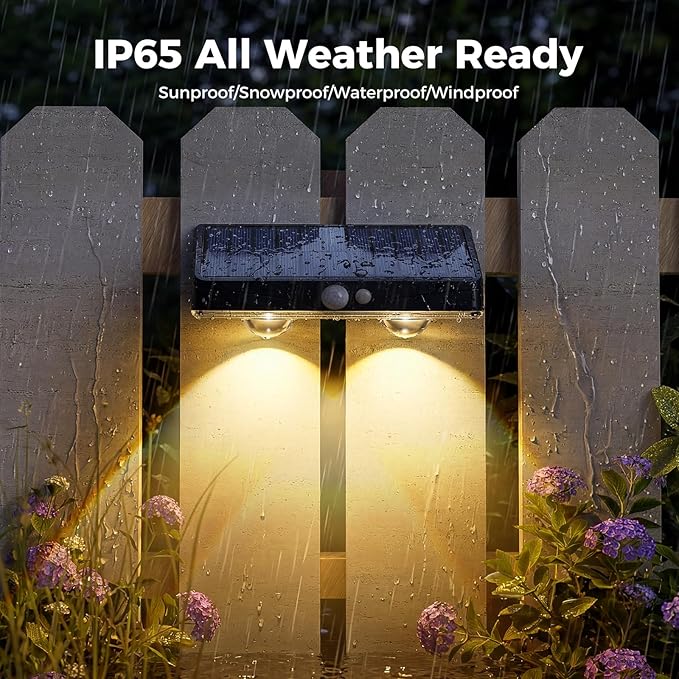 kolpop Warm White Solar Fence Lights Outdoor,16 Pack Fence Lights Solar Powered with Motion Sensor,IP65 Waterproof,3 Modes LED Solar Lights for Patio,Backyard,Railing,Wall,Nighttime,Party