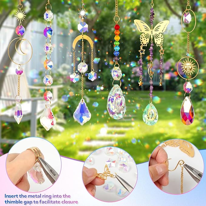 800 PCS DIY Suncatcher Kit Crystal Suncatchers for Windows Hanging Sun Catcher Kits for Adults Suncatcher with Crystals Rainbow Maker for Indoor Window Garden Christmas Decor Wedding Home