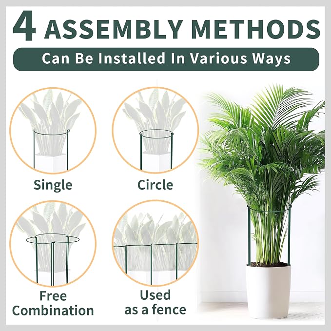 TCBWFY 24"Hx10"D Plant Supports Stakes for Large Heavy Plants,20 Pack Peony Supports,Heavy Duty 4.5mm Wire Peony Cages,Interlock Garden Supports Ring Border Support,Plant Support Cage for Rose Flowers