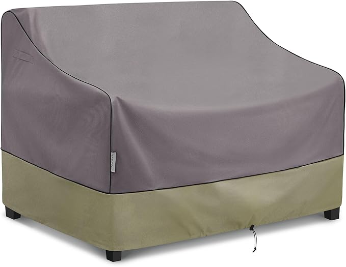 KylinLucky Waterproof Patio Sofa Cover 58 x 40 x 33 inches 600D, Heavy Duty All-Weather Outdoor Sofa Cover with Air Vents & Adjustable Straps, Grey