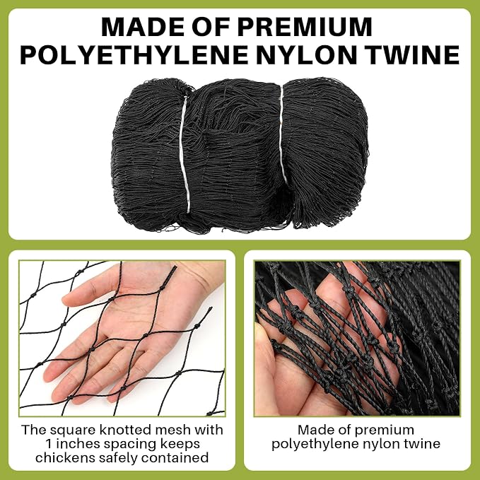25 x 50 ft Aviary Bird Netting Chicken Netting Commercial Grade Heavy Duty Knotted 2 inch Mesh for Chicken Coops Poultry Blueberries Fruit Trees Net Aviary Garden
