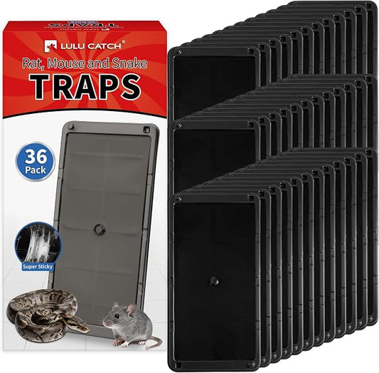 LULUCATCH Mouse Traps 36 Pack, Larger Heavier Glue Traps for Mice, Rat & Snakes, Non-Toxic Sticky Mouse Traps Indoor for Home & Kitchen, Easy to Set