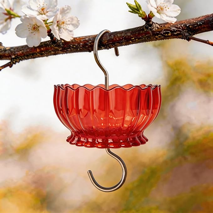 Extra Large Ant Moat for Hummingbird Feeder - Pack of 2PC x 9 OZ Capacity Insect Guard Red Daisy