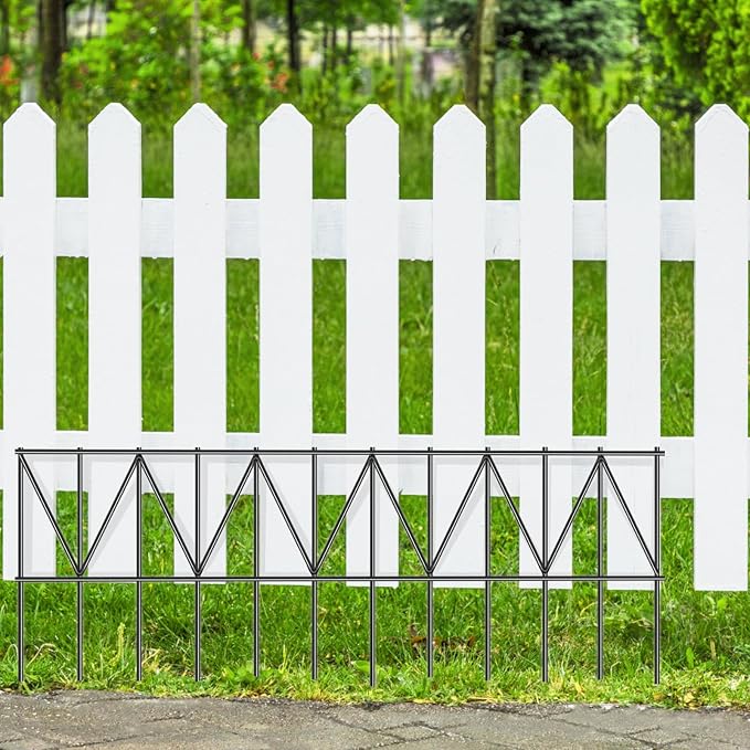 5 Pack 24" L x 15" H Animal Barrier Fence, Underground No Dig Fence Patented Product, 5.5mm Galvanized Stakes with 2 inch Spacing, Anti Digging for Dogs, Total 10Ft(L) X 15in(H) Black