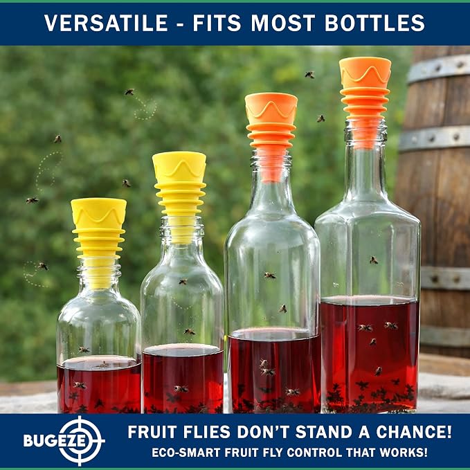 BUGEZE USA Bottle Top Fly Trap [6 Pack - Orange]