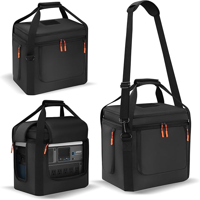 Carrying Case Compatible with Anker SOLIX C1000/C1000 Gen 2/C800/C800 Plus, Portable Power Station Bag with Shoulder Strap, Portable Generator Cover Compatible for Outside (Black, without wheels)