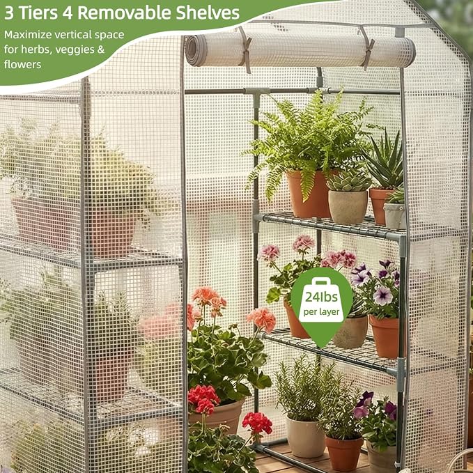 Walk-in Greenhouse 55*29*77in - Heavy Duty Outdoor Plant Shelter with Steel Frame & Durable PE Cover, Easy Assembly Garden Greenhouses for Patio/Lawn to Protect Plants from Frost & Rain