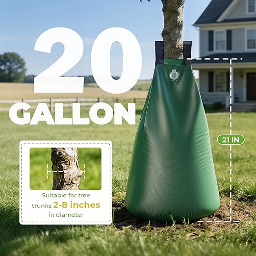 HIRALIY 20 Gallon Tree Watering Bag, 4 Pack, Slow Release 1-5 Days, Deep Root & Automatic Drip Irrigation System, for Multi-Trunk Newly Planted Small Trees and Shrubs