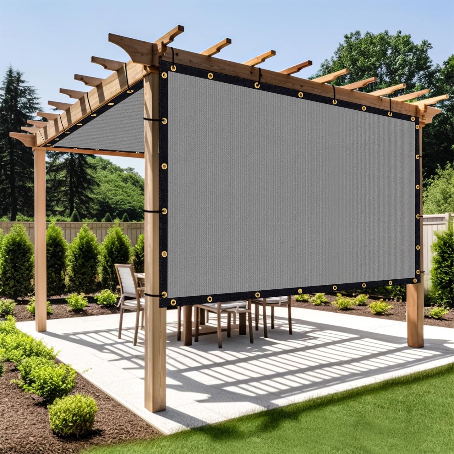 Shade&Beyond Customized Size 8' X 18' Shade Cloth with Grommets, 90% UV Protection UV Protection Mesh Tarp Sun Screens for Patio GN01, Light Gray