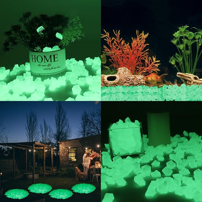 Night Glow Acrylic Stones - Glowing Luminous Rocks Starry Decor for Gardens, Aquariums, and Landscaping, 400pcs Green