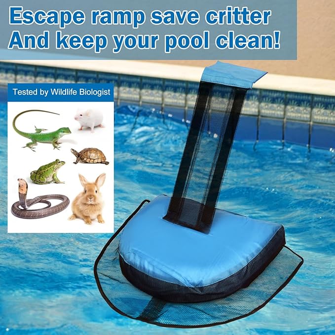 2 Pcs Pool Animal Saving Escape Ramp, Frog Saver for Swimming Pool Critter, Pool Rescue Tool for Frogs, Reduces Frogs Maintenance Accessories (Light Blue)