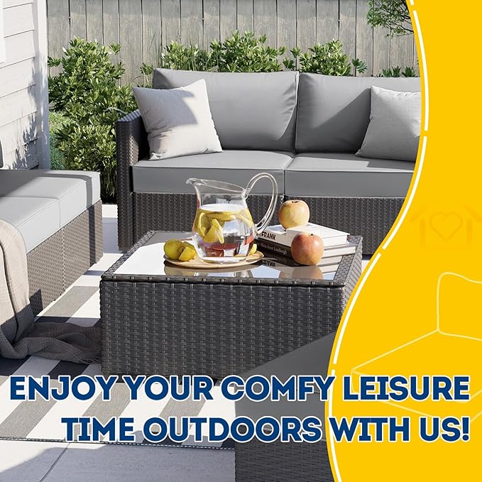 AAAAAcessories Outdoor Seat Cushions for Chairs, Fade-Resistant, Waterproof Patio Furniture Replacement Cushions, 25.5" x 25.5" x 5" + 25.5" x 13.5", Gray