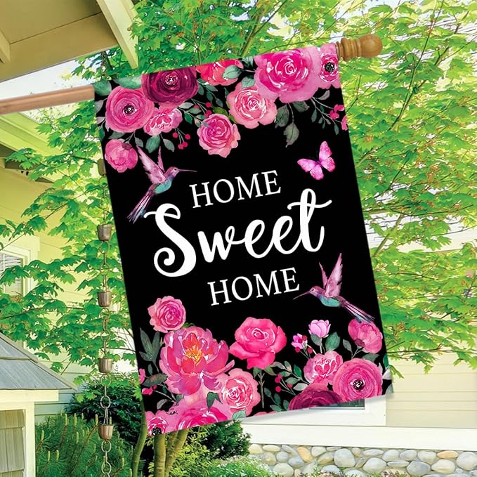 Briarwood Lane Home Sweet Home Hummingbirds House Flag