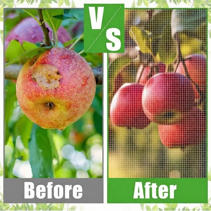 2 Pcs 10 x 14 ft Large Fruit Tree Netting for Protecting Fruit from Squirrels Birds Bug Deer & Rat Garden Mesh Netting with Zipper and Drawstring for Blueberry Peach Apple Garden Bushes