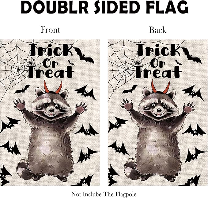 Funny Raccoon Garden Flags Seasonal Flags Set of 11 Double Sided Holiday Farmhouse Outdoor Yard Lawn Home Decorations 12.5x18 Inch