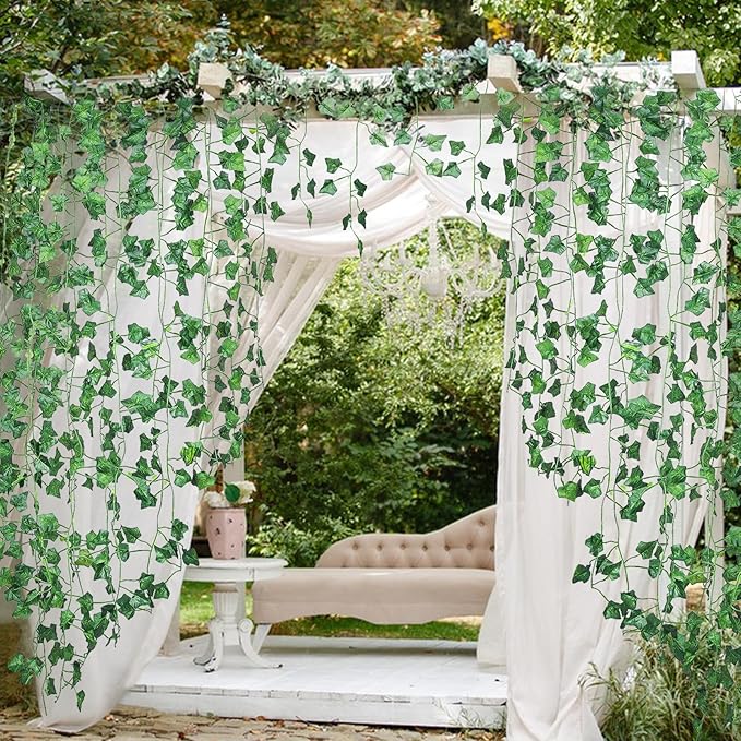 Alotiki Fake Vines, 60 Pack 420 Feet Artificial Ivy Garland Vines for Bedroom Decor, Hanging Vines for Party Wedding Christmas Decoration,Fake Leaves for Outdoor Patio Garden