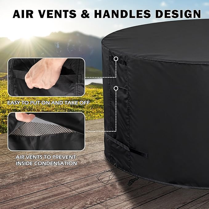 Round Patio Furniture Cover 84" Dia x 44" H Waterproof, Outdoor Round Table Cover for Tall Bar Height Table and Chairs/High Top Dining Set/Patio Bar Height Set-Weatherproof