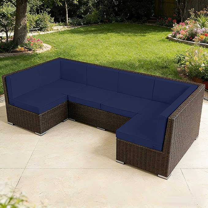 Outdoor Replacement Cushions for Patio Furniture, Splash-Resistant and Fade-Resistant 14 Pieces Outdoor Couch Cushion, 25.6x25.6x4 Inch Sofa Pad with Removable Fabric Cover