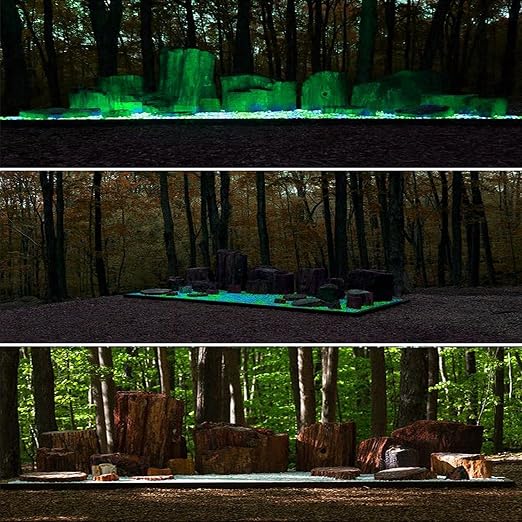 340pcs Glow in The Dark Garden Pebbles, Gardening Luminous Glow Stones Outdoor Decor Glowing Water Fish Tank Gravel (Blue Green)