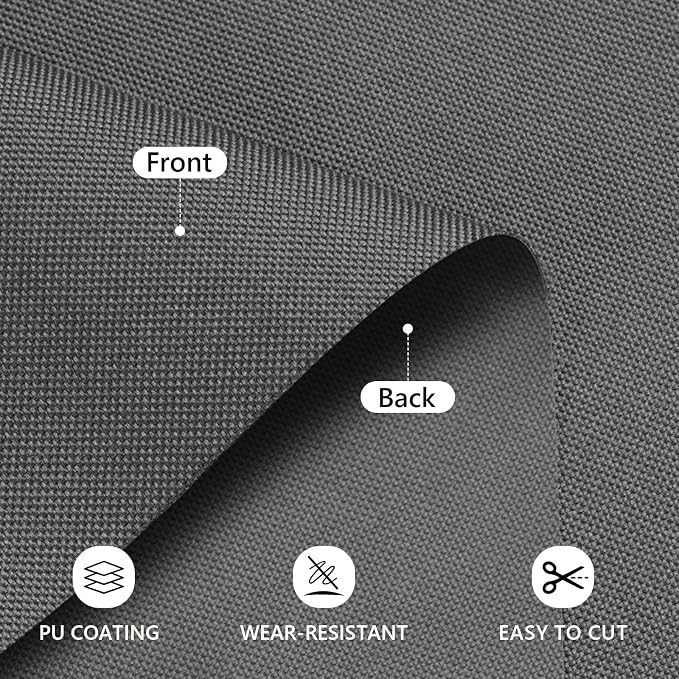 Waterproof Canvas Fabric by The Yard 58inch 600D Upholstery Material Polyester Fabric Outdoor Water Resistant Fabric for Sewing Chair Patio Cushion Purse Bag Interior, Pre Cut 2 Yard Grey