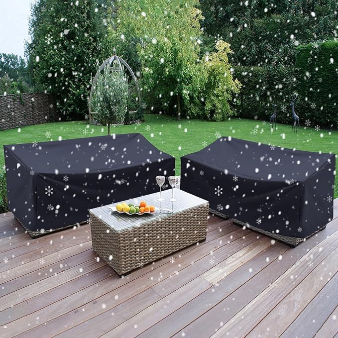 Outdoor Bench Cover, 2 Seater Patio Bench Cover, Waterproof Heavy Duty Furniture Cover with Air Vents, Buckles and Drawcord, All Weather UV Dust Protection for Porch Deck Garden, 53 x 26 x 35 in