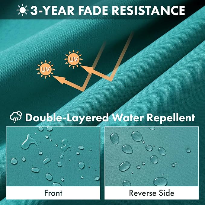 MIULEE Turquoise Outdoor Chair Cushions Set of 2, 22x22x3 Inch Waterproof Patio Seat Cushions for Outdoor Furniture Couch Sofa, 3 Year Color Fastness High Density Foam with Adjustable Ties