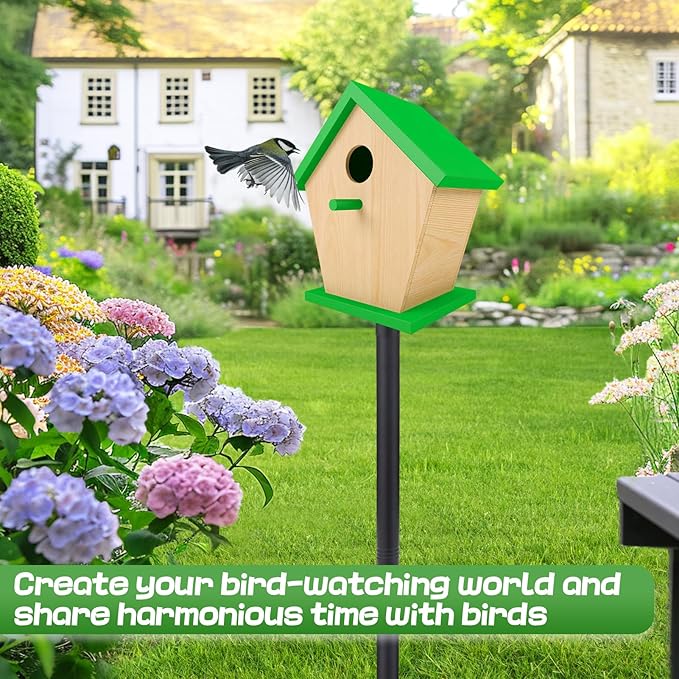 Bird Feeder Pole for Outdoors - 82in Tall Adjustable Heavy Duty Bird House Feeding Station with 5-Prong Anchor for Outside Garden Wild Bluebirds Watching