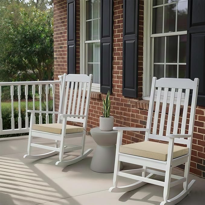 Outdoor Chair Cushions, Water-Resistant & Fade-Resistant, Patio Furniture Square Seat Replacement Chair Pads with Ties, Removable Cover, Non-Slip Bottom, Set of 2, 19 x 19 Inch, Natural