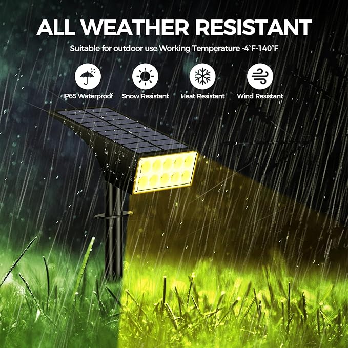 WENATY Solar Spot Lights Outdoor, Solar Lights Outdoor Waterproof IP65, 4 Lighting Modes Solar Powered Spotlights Yard Garden Landscape Pathway Solar Security Lights for Outside (Warm White, 6 Pack)