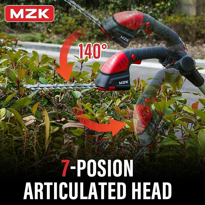 MZK 2-in-1 20V Pole Mini Hedge Trimmer & Grass Shear, 13ft Reach, Electric Hedge Trimmer with Extension Pole, Multi-Angle,Used in Garden,Yard(2*Batteries and Charger Included)