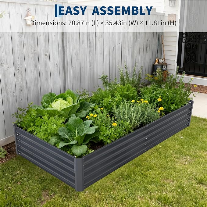 Garvee Galvanized Raised Garden Bed Large Rectangular Kit with Cover Zippered Screen Doors, Open Base Design, Thick Steel, Easy Assembly, Planter Box for Vegetables, Flowers