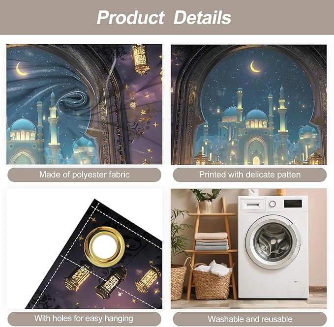 7 * 16FT Summer Garage Door Cover Decorations Sunset Palm Trees Garage Door Banner for Outdoor Indoor Summer Party Photography Backdrop (Ramadan, 7 * 16 ft)