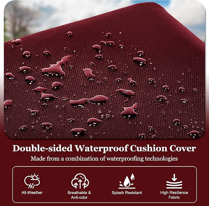 Waterproof 3-Piece Patio Sofa Cushion Cover Set - Replacement Covers for Outdoor Wicker Furniture, Bench & Seat Cushions with 4pcs Throw Pillow Cover
