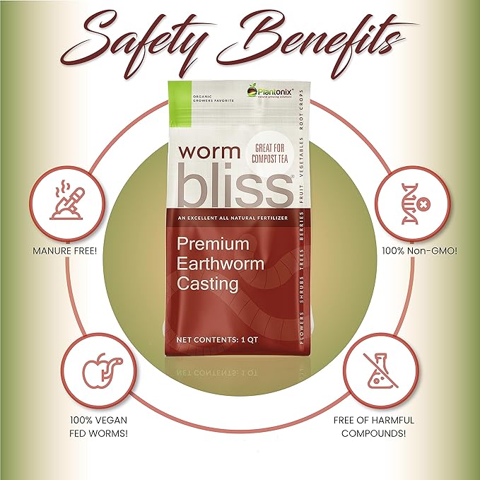 Worm Bliss (2 Gallons) + Coco Chips for Plants (10lbs) - Coco Coir Chips & Organic Worm Castings for Plants - Earthworm Castings Organic Fertilizer for Plants - Coconut Mulch Coconut Brick for Plants