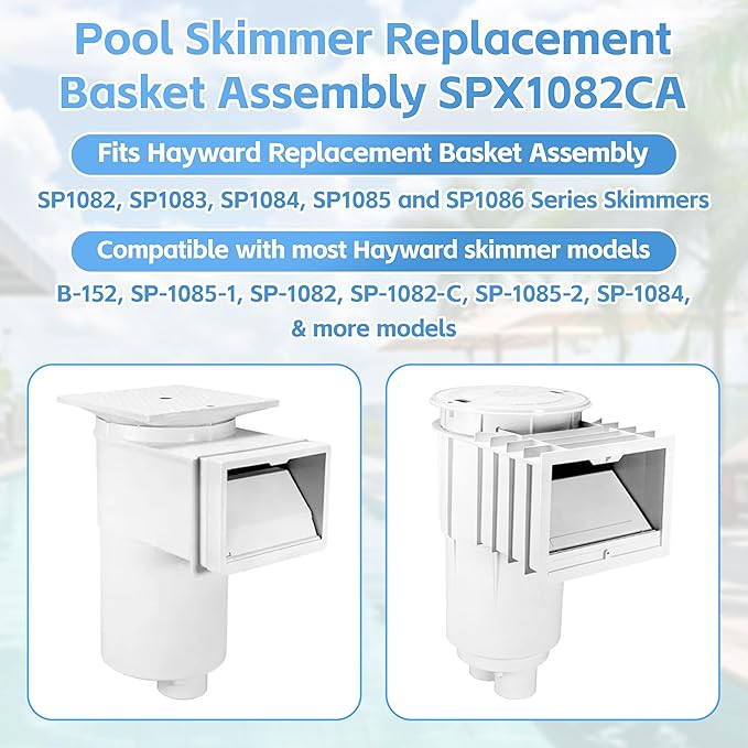 7'' Inground Pool Skimmer Basket for Hayward Skimmer Basket & Pool Filter Basket SP1082CA | Built-in Weight | with Stainless Steel Handle & Rubber Grip