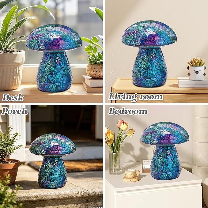 Bshine Mushroom Garden Statue Decoration, Mosaic Mushroom Sculptures Home Decor, Outdoor Waterproof Handmade Glass for Yard, Path, Lawn Ornaments and Indoor Decor or Gifts for Mom