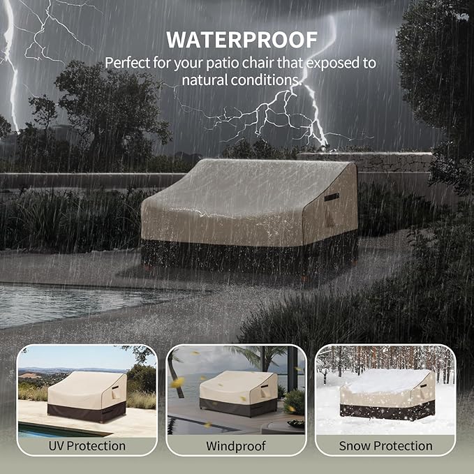 KylinLucky Waterproof Patio Loveseat Covers 85W x 37D x 35H inches,3-Seater Heavy Duty Outdoor Furniture Sofa Cover Khaki