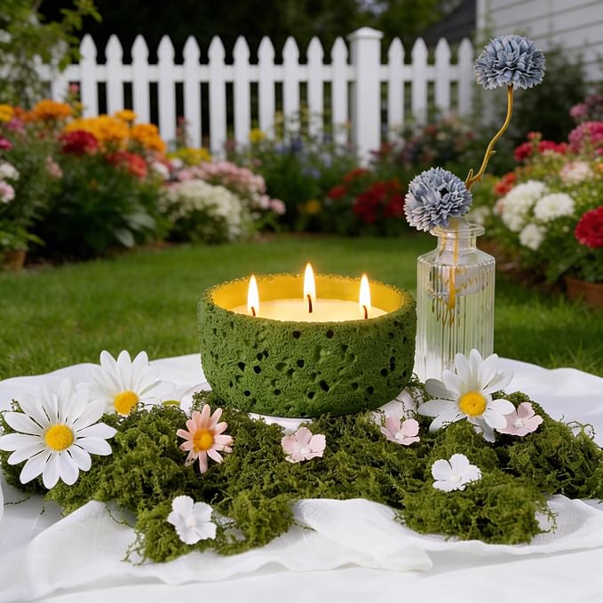 Viyffo Large Citronella Candles Outdoor, 3 Wick 20oz Citronella Candle Indoor, Non Toxic Soy Scented Candle, Green Ceramic Jar for Patio, Deck, Garden, Backyard, Camping, Home Fragrance, Décor & Gift