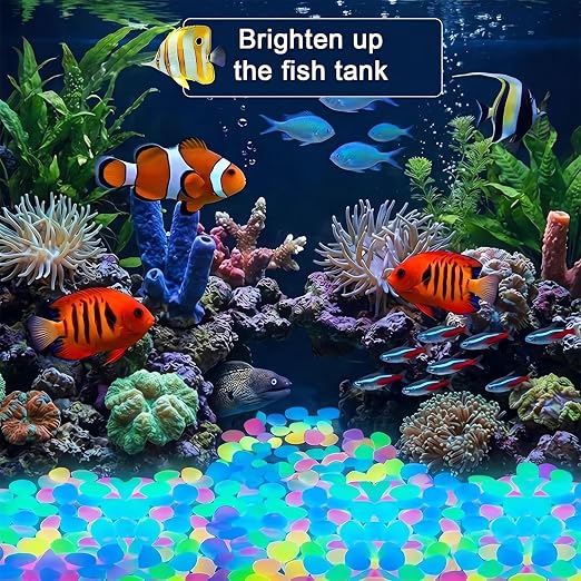 2026 Colorful Glow-in-the-Dark Garden Stones Night Guide Luminous Pebbles Rainbow Glow in the Dark Stepping Rocks Outdoor Landscaping Decor Glowing Stones Fish Tank Aquarium Decorations (400, Multi)