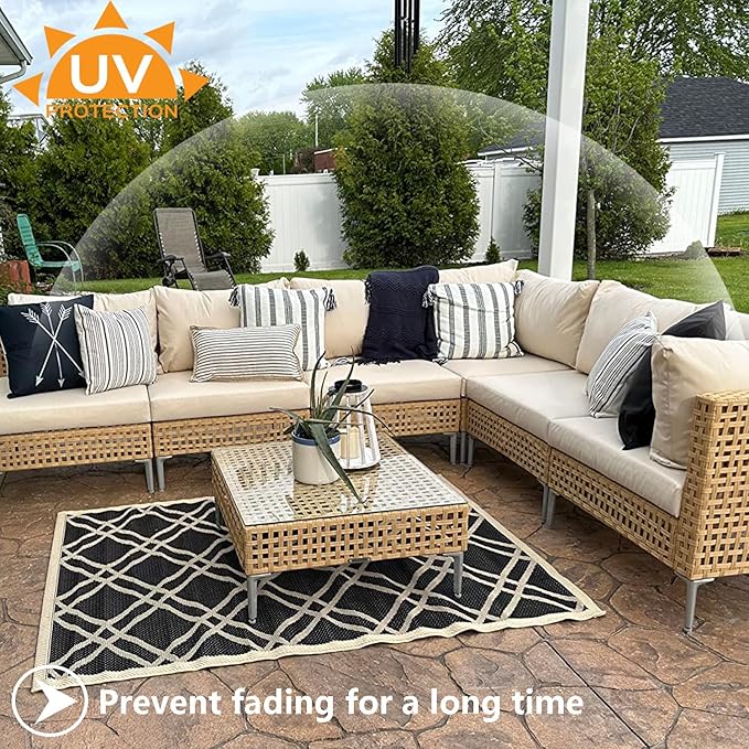 FLYMEI Patio Cushion Covers 22x20x4 Waterproof Outdoor Cushion Cover Replacement 4Packs Outdoor Seat Cushion Slipcover for Rattan Chair Sofa, Apricot