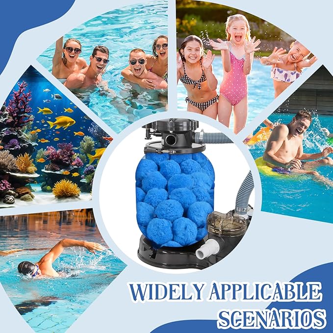 3.1 LBS Blue Pool Filter Balls for Sand Filter, New Efficient Pool Filter Media Balls for Swimming Pool Sand Pump, Eco-Friendly Filter Balls Equals 110 lbs Pool Filter Sand for All Sand Filter System