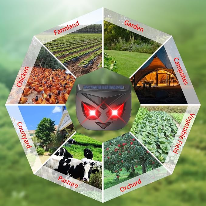 Coyote Deterrent Solar Animal Repellent Outdoor Predator Eyes Animal Deterrent for Deer Fox Skunk Raccoon Predator Light for Chicken Coop Yard Farm,4 Pack