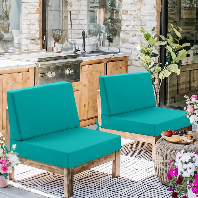 Outdoor Cushions for Patio Furniture, Outdoor Seat and Back Cushion, Waterproof Hampton Bay Deep Seat Replacement Couch Cushions for Garden Lawn, 28.5x28.5 Blue