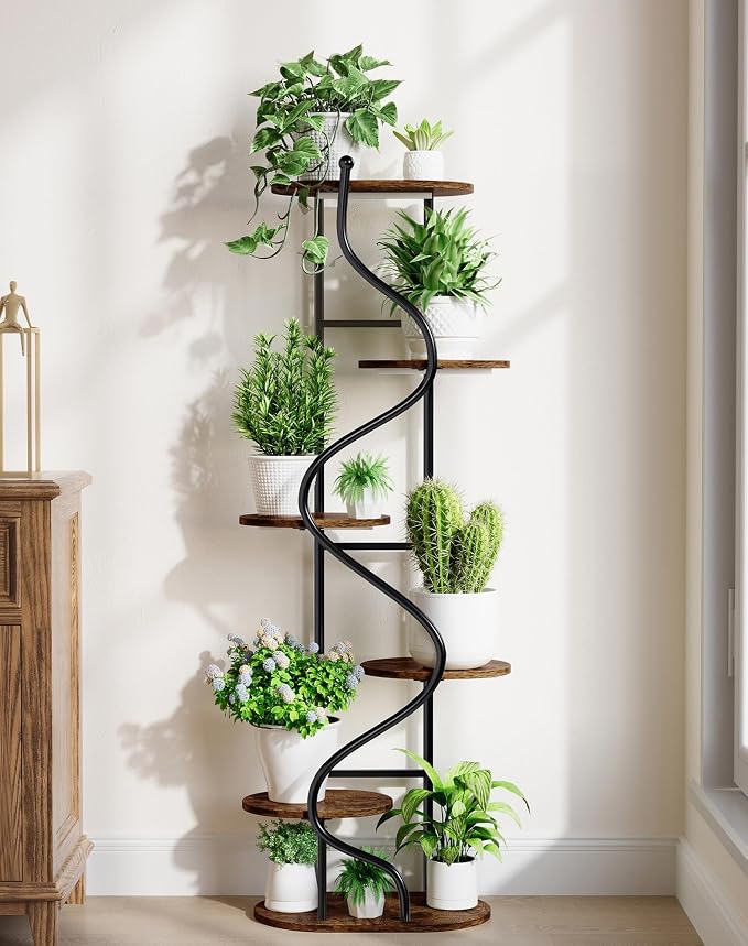 Plant Stand Indoor Outdoor,13 Inch Tall Metal Plant Stands Riser,Heavy Duty Wrought Iron Pedestal Holders for Large Flower Pot,Outside Rust-Proof Black Flower Display Shelf for Patio,1-Pack