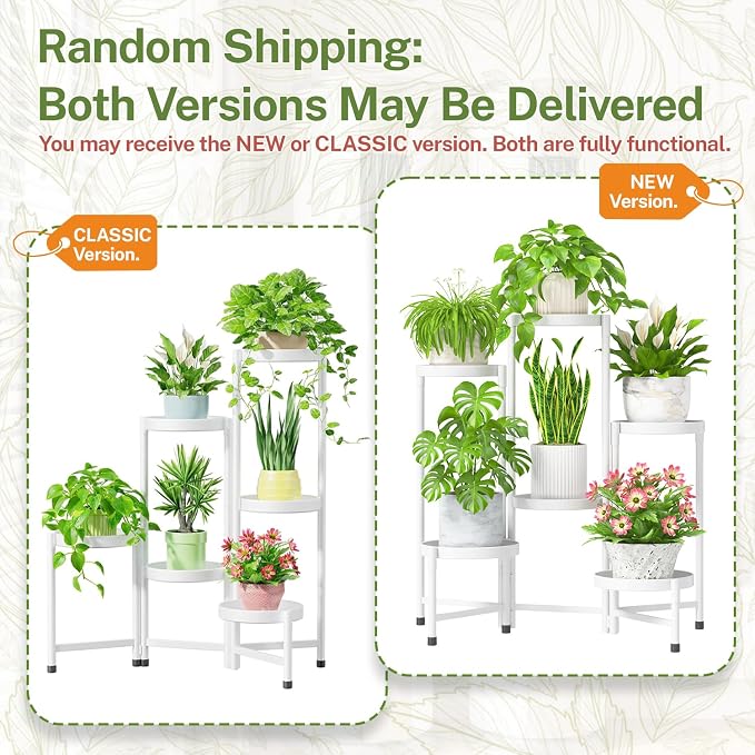 iDavosic.ly Plant Stand Indoor Outdoor, 6 Tier Corner Metal Flower Display Holder Shelf, Folding Tall Orchid Rack for Patio Balcony Porch Garden Living Room House, White