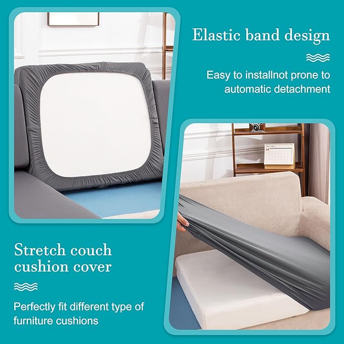 BIETYONE 12Pcs Stretch Patio Cushion Covers,Outdoor Couch Covers Replacement,Outdoor Couch & Sofa Slipcovers,for Patio Furniture Cushion Covers,Washable Reusable urniture Protector(Grey,Cover Only)
