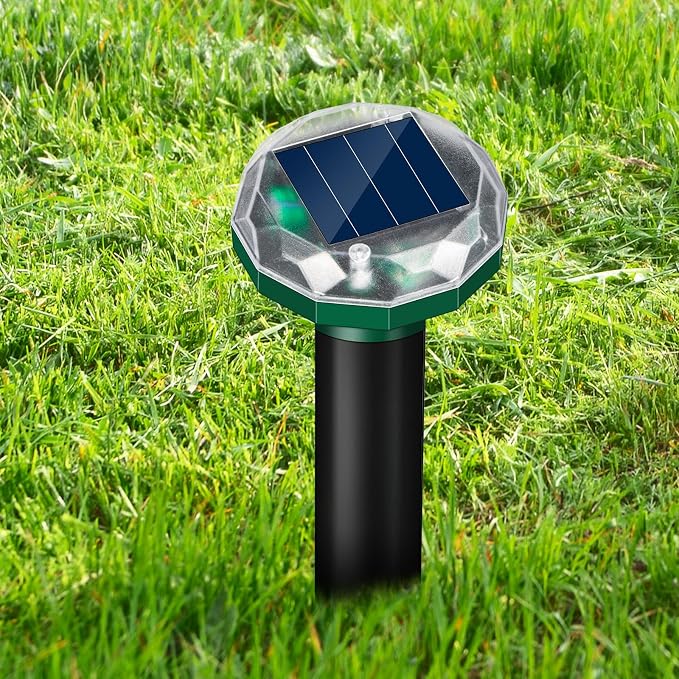8Pack Solar Powered Mole Repellent for Lawns,IP65 Waterproof Sonic Gopher Repellent for Lawns,Ultrasonic Mole Deterrent Stakes,Get Rid for Groundhog,Woodchuck,Vole,Chipmunk for Yard Garden